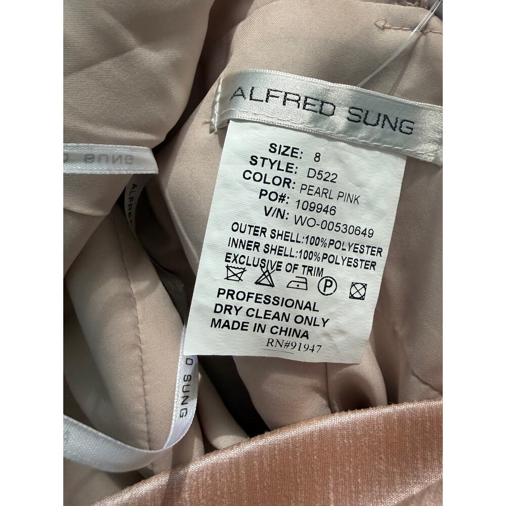 NWT Alfred Sung D522 Pearl Pink Bow Back Cocktail Dress 8 Coquette Feminine - Picture 4 of 5